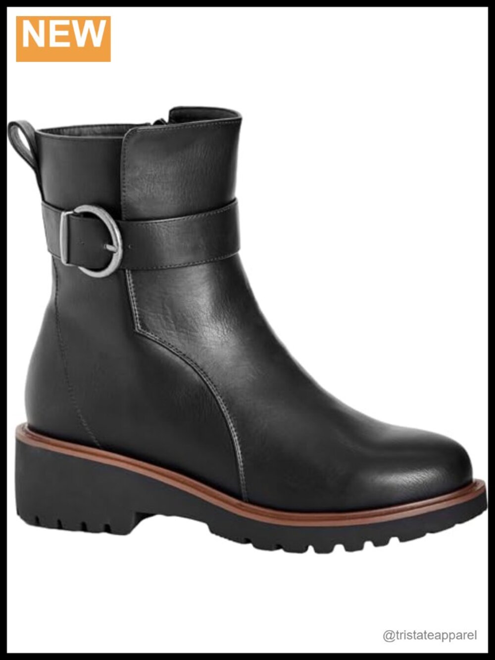 Wide Fit Ankle Booties Faux Leather Low Block Heel Women's Slip-On Fashion Boots
